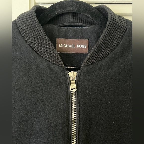 Michael Kors Men's Black Wool Blend Varsity Bomber Jacket Sz M - Picture 5 of 11